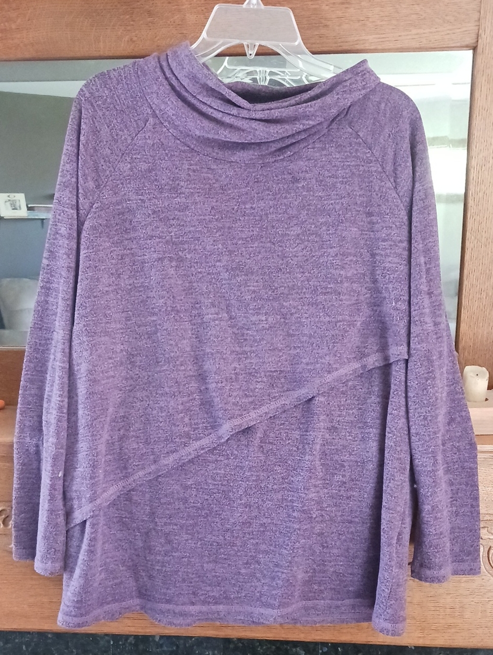 Nursing Queen Heathered Purple Cowl Neck Sweater